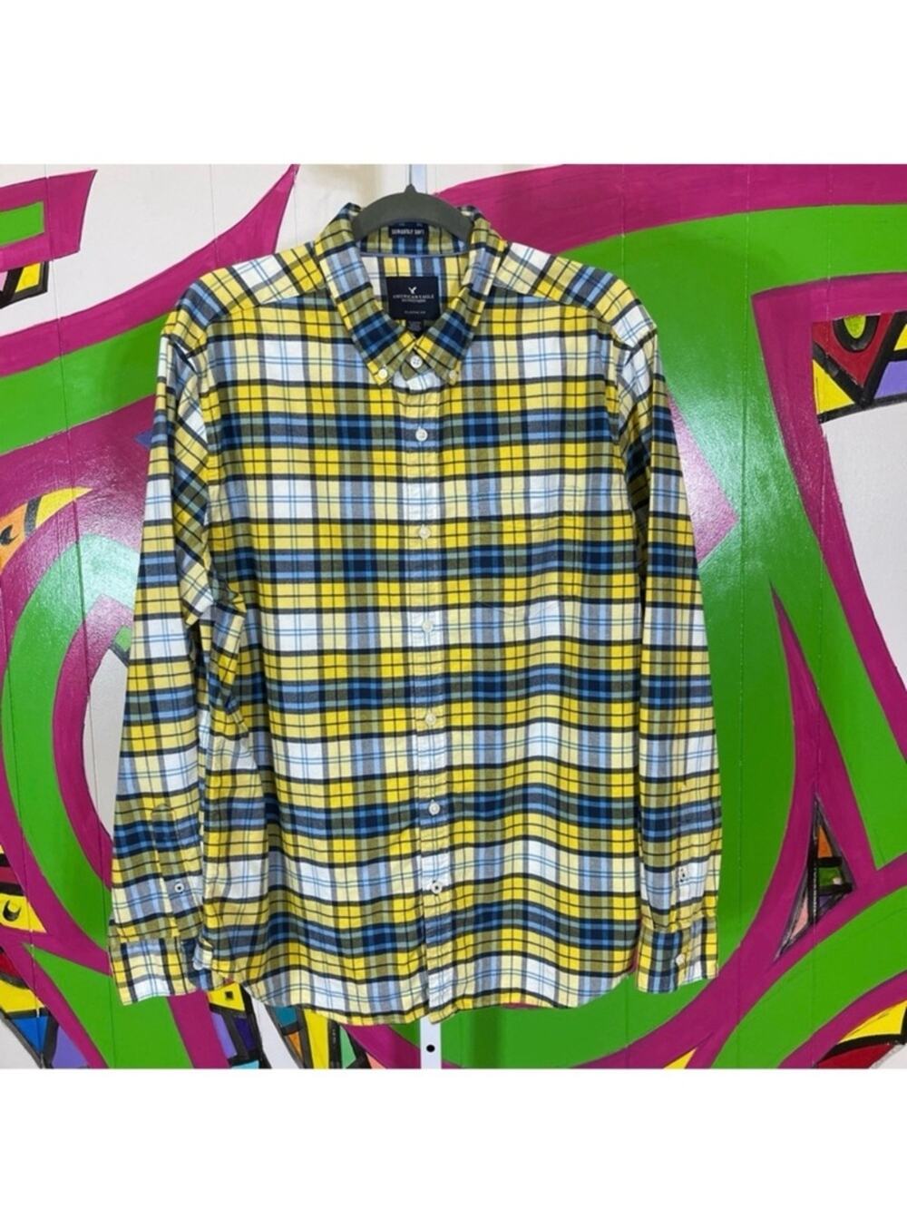 American Eagle Outfitters, Seriously Soft Classic Fit, Plaid Button Down Size XL
